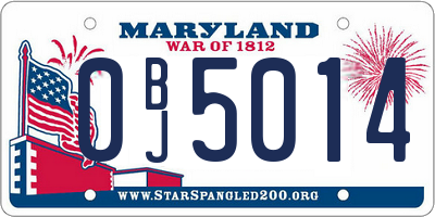 MD license plate 0BJ5014