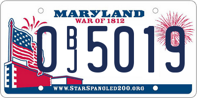 MD license plate 0BJ5019