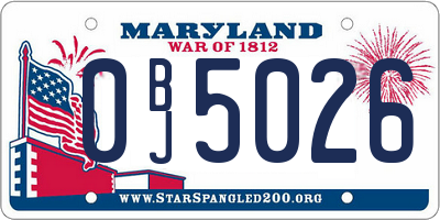 MD license plate 0BJ5026