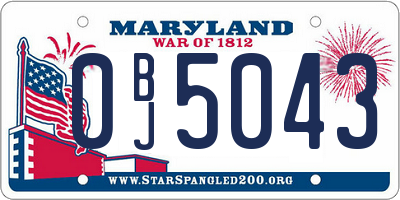 MD license plate 0BJ5043