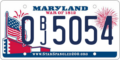 MD license plate 0BJ5054