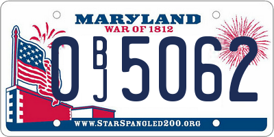 MD license plate 0BJ5062