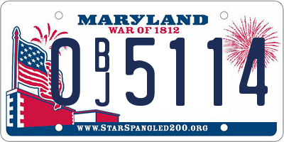 MD license plate 0BJ5114