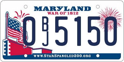 MD license plate 0BJ5150