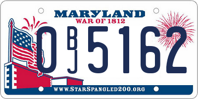 MD license plate 0BJ5162