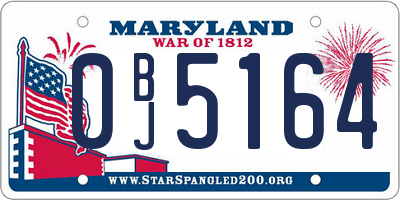 MD license plate 0BJ5164