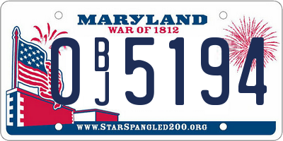 MD license plate 0BJ5194