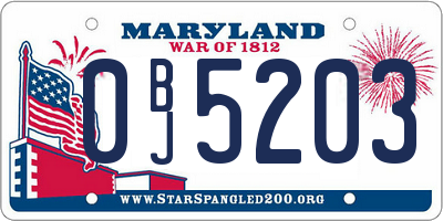 MD license plate 0BJ5203