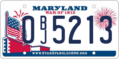 MD license plate 0BJ5213