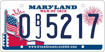 MD license plate 0BJ5217