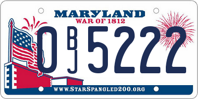 MD license plate 0BJ5222