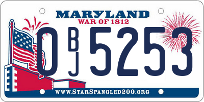 MD license plate 0BJ5253