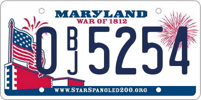 MD license plate 0BJ5254