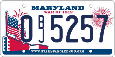 MD license plate 0BJ5257