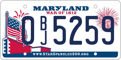 MD license plate 0BJ5259
