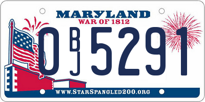 MD license plate 0BJ5291