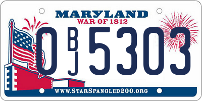 MD license plate 0BJ5303