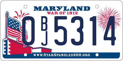 MD license plate 0BJ5314