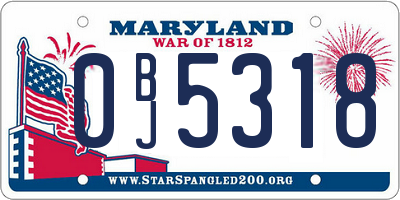 MD license plate 0BJ5318