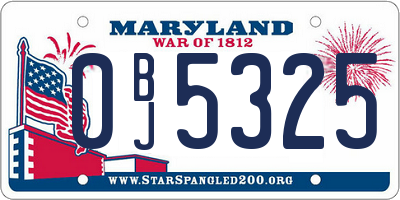 MD license plate 0BJ5325