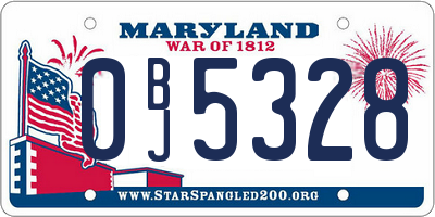 MD license plate 0BJ5328