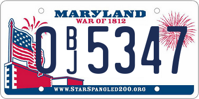 MD license plate 0BJ5347