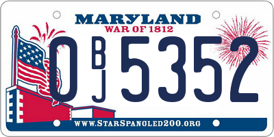MD license plate 0BJ5352