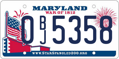 MD license plate 0BJ5358