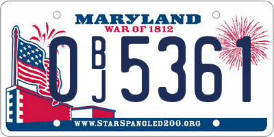 MD license plate 0BJ5361