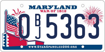 MD license plate 0BJ5363