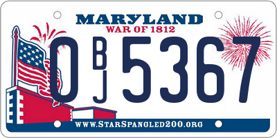 MD license plate 0BJ5367