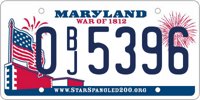 MD license plate 0BJ5396