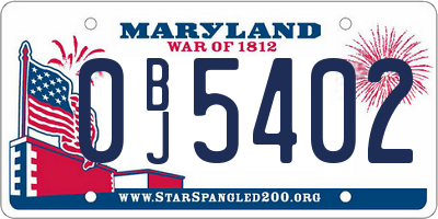 MD license plate 0BJ5402