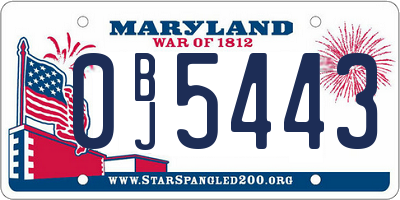 MD license plate 0BJ5443
