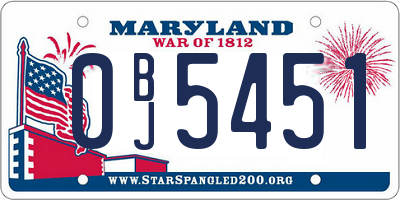 MD license plate 0BJ5451