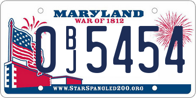 MD license plate 0BJ5454