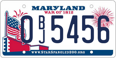 MD license plate 0BJ5456