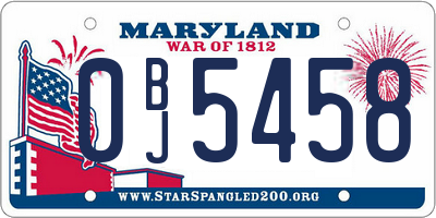 MD license plate 0BJ5458