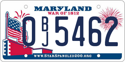 MD license plate 0BJ5462