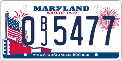MD license plate 0BJ5477