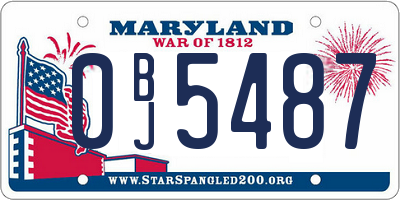 MD license plate 0BJ5487