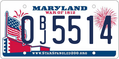 MD license plate 0BJ5514