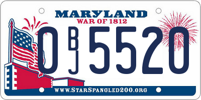MD license plate 0BJ5520