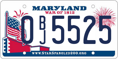 MD license plate 0BJ5525