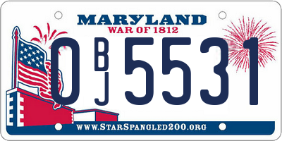 MD license plate 0BJ5531
