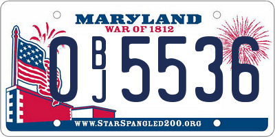 MD license plate 0BJ5536