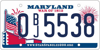 MD license plate 0BJ5538