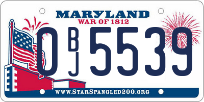 MD license plate 0BJ5539