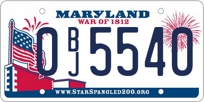 MD license plate 0BJ5540
