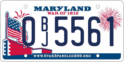 MD license plate 0BJ5561